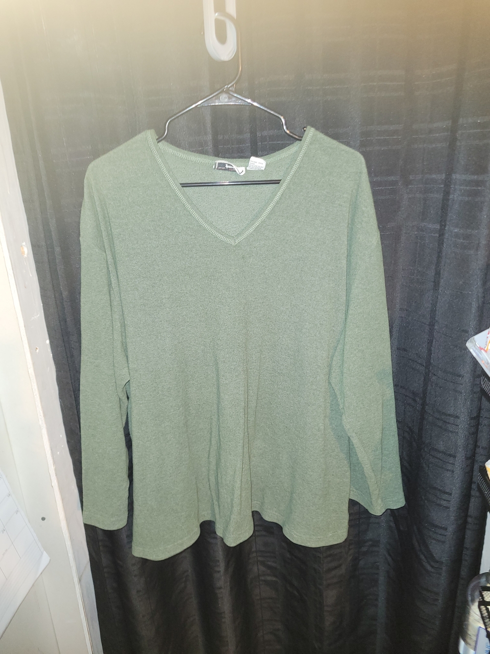 L.A. Blues Women's Long Sleeve V-Neck Top - Sage Green